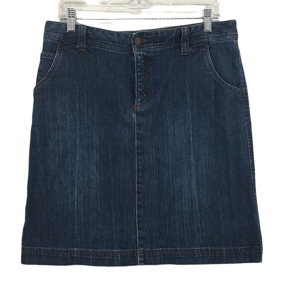 Eddie Bauer Denim Jean Skirt Womens Size 8 Blue Short Pencil Specially Dyed